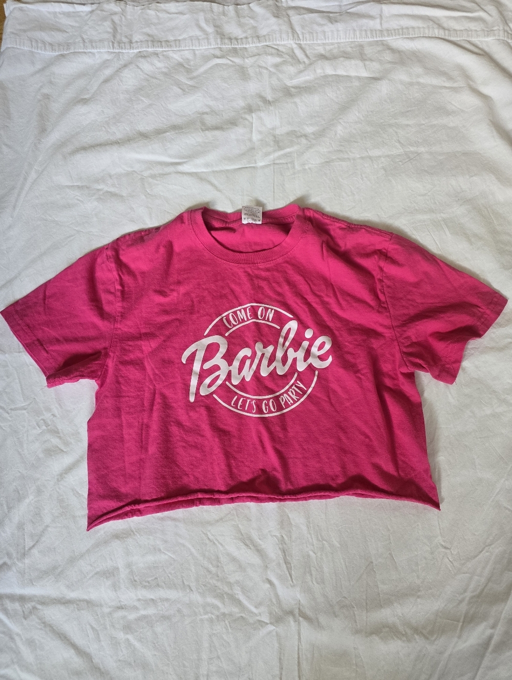 Barbie Bright Pink Logo Crop Tee